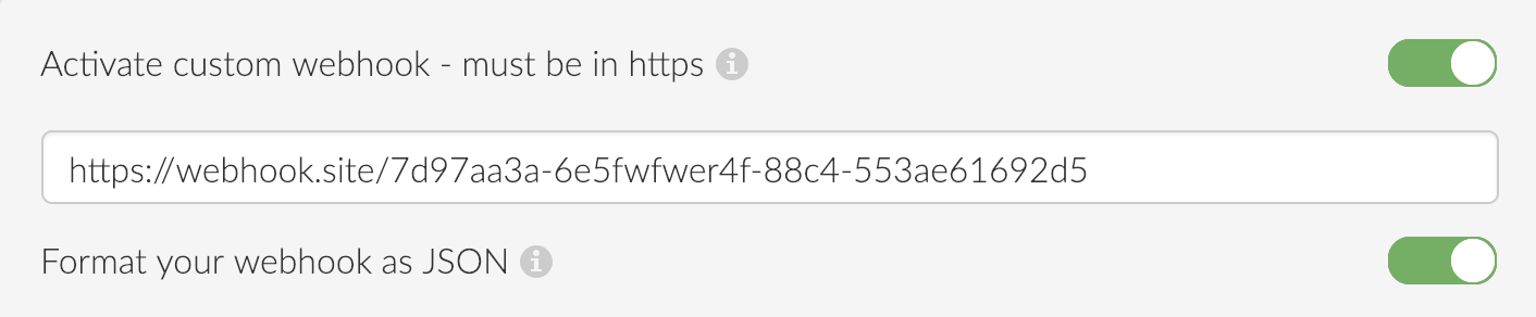 webhook formatting as JSON