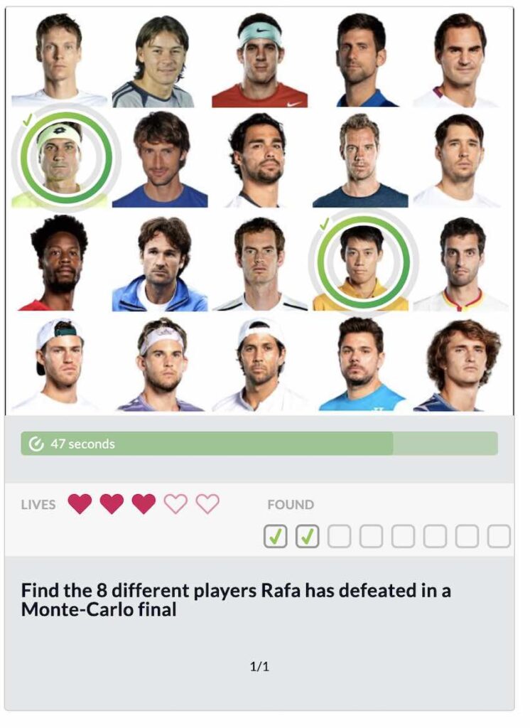 Quiz examples - atp tennis