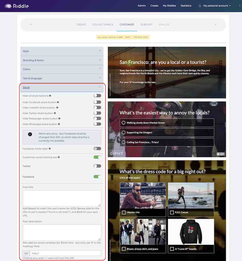 share quiz results with Riddle quiz maker