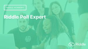 Riddle Poll Expert title with Riddle logo and background picture of colleagues around a laptop