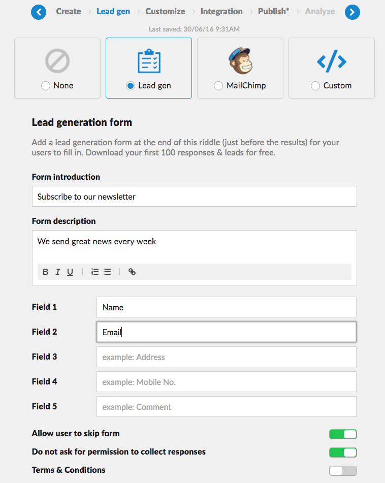 Zapier email collection with Riddle’s quiz builder Zapier email collection