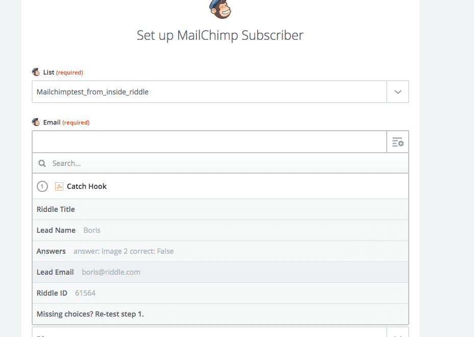 Zapier email collection with Riddle’s quiz builder Zapier email collection