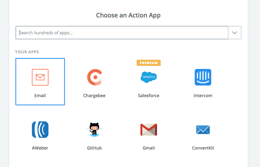 select-email-in-zapier Select Email App in Zapier