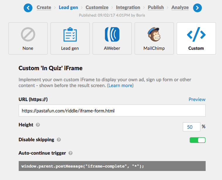 Custom Lead Generation Form