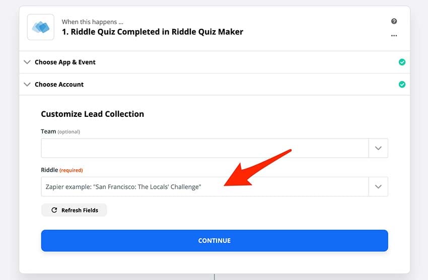 zap step 4 hubspot quiz lead generation