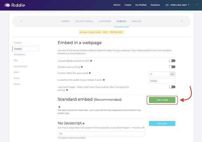quiz maker plug-in embed code