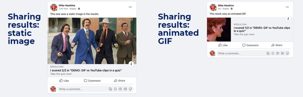 Quiz results - add gifs in a quiz