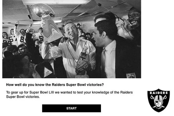 Riddle quiz from Oakland Raiders