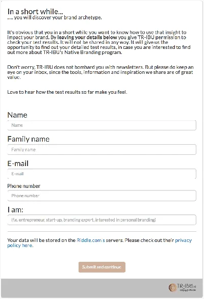Riddle personality quiz lead form from tr-ibu.nl