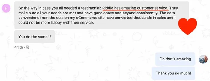 Riddle quizmaker has amazing customer support