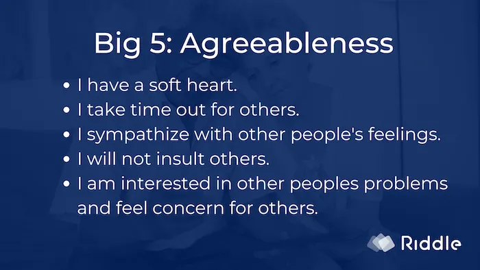 Big 5 personality - agreeableness