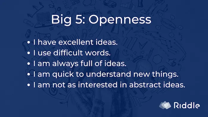 Big 5 personality - openness