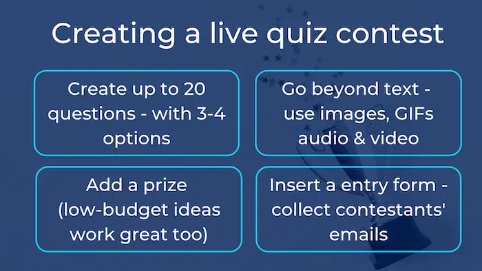 How to create a live online quiz contest