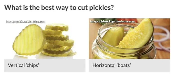 Riddle poll: what is the best way to cut pickles