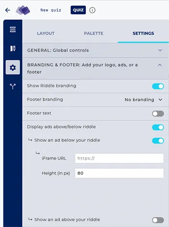 How to add an iFrame ad to a Riddle quiz