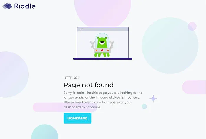 Riddle quizmaker 404 page