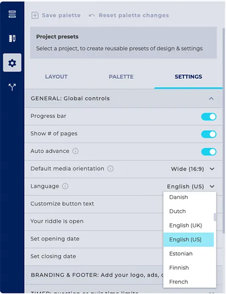 How to change the language of your Riddle (Riddle quizmaker supports 67 languages)