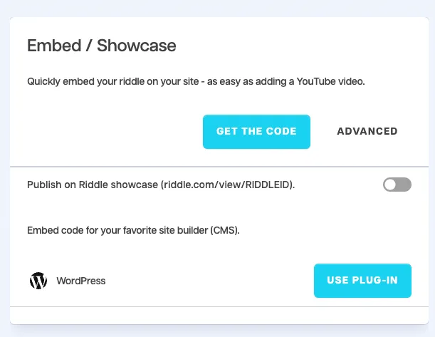 Disable the Riddle Showcase and gain 100% control where your content is displayed