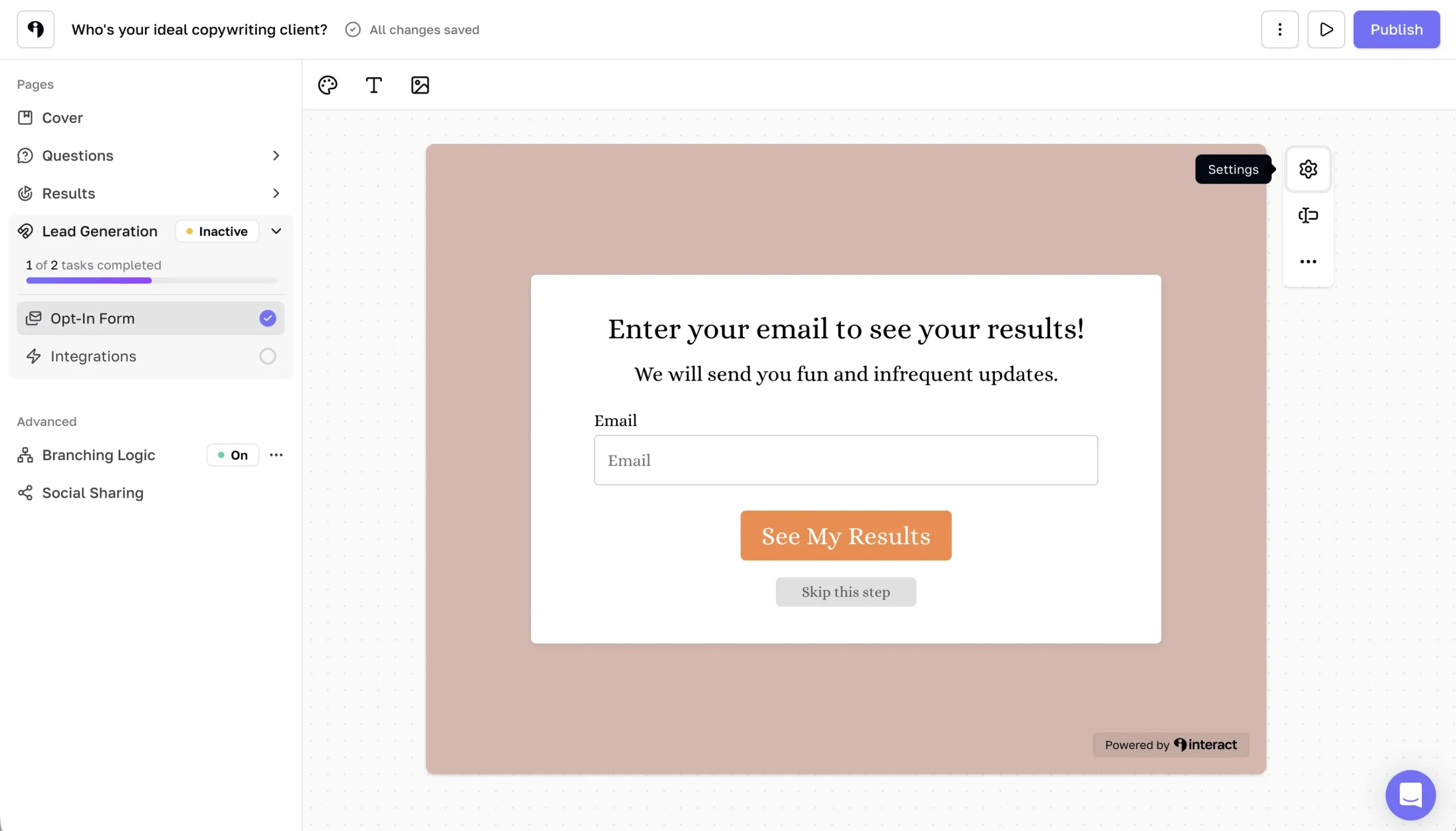 Tryinteract screenshot showing their lead generation capabilities.