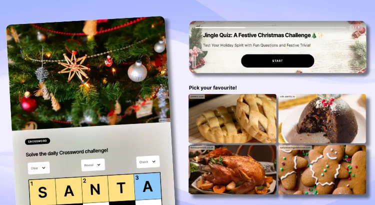 Image showing the different quiz, crossword, and other interactive content formats possible with Riddle's quiz maker.