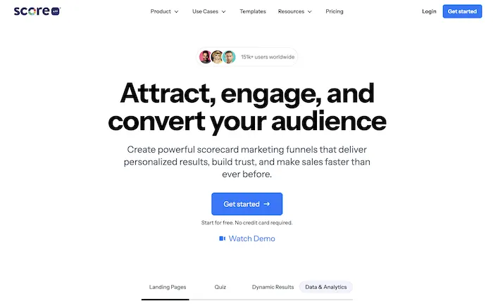 Screenshot from Scoreapp home page