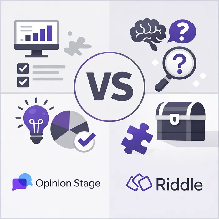 Infographic introducing comparison of Opinion Stage and Riddle