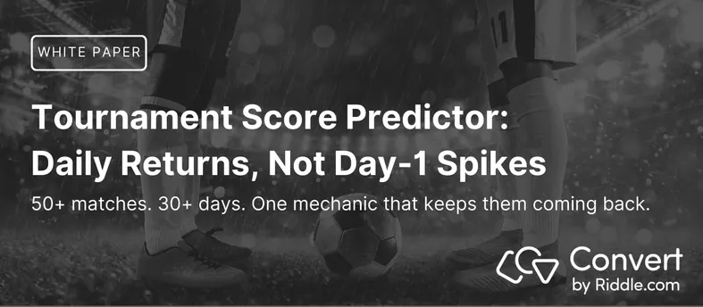 Header image for Convert By Riddle's post about the score predictor white paper - and how score predictos are a powerful sponsorship and retention mechanic for publishers, brands, HR teams, and sports teams.