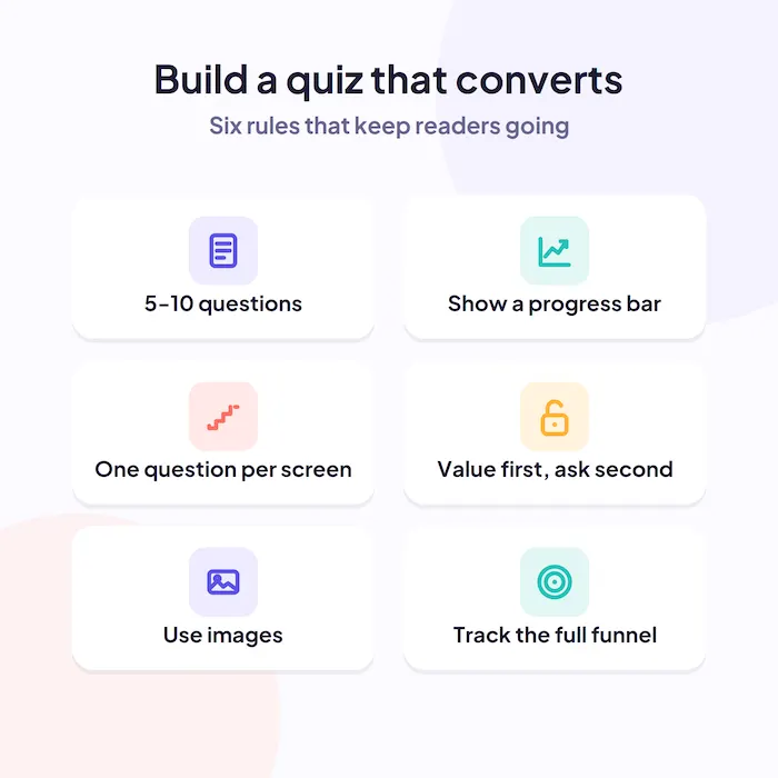 Six rules to build a lead generation quiz that converts, from question count to funnel tracking