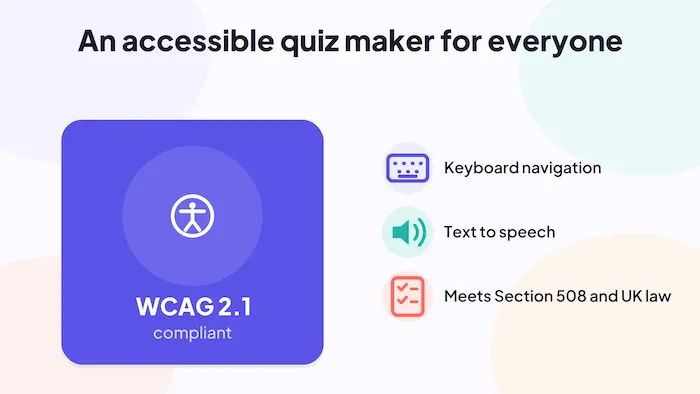 Riddle is a WCAG 2.1 compliant accessible quiz maker with keyboard navigation, text to speech, and Section 508 support