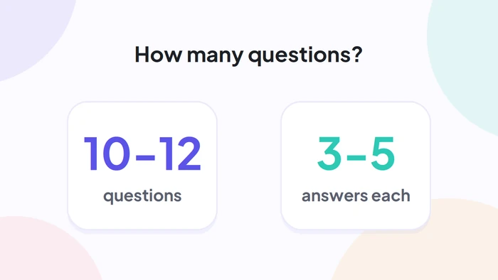 Verwenden Sie 10 bis 12 Fragen mit je 3 bis 5 Antworten in einem Big-Five-Persönlichkeitstest