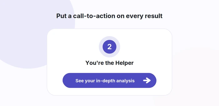 Example Enneagram result page with a call-to-action button for an in-depth analysis