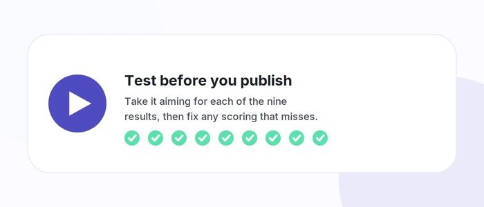Checklist for testing an Enneagram quiz against all nine results before publishing