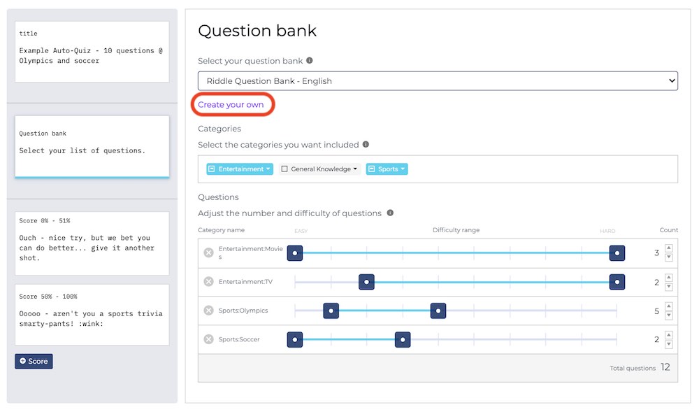 auto-quiz create your own question bank