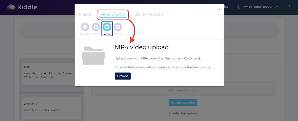 MP4 video - upload