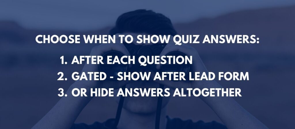 Options to hide quiz answers